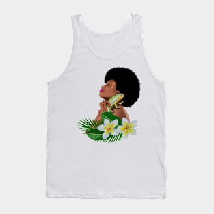 Afro Woman With Chameleon Tank Top